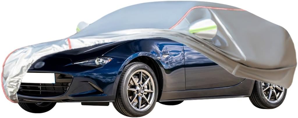 WOLWES Car Cover are Suitable for Mazda Miata MX-5 1998-2021 All-Weather Windproof, Snowproof, Rainproof, UV-Protected and Breathable All-Season Universal with Side Door Zip Oxford Cloth Car Cover (C