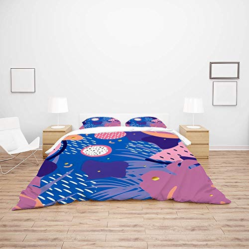 Housse de couette 100 % polyester tropicale Queen Size facile à repasser