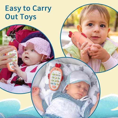 Image of Brand Conquer Cell Phone Toy with Music Sensory Learning Toys with 12 Functions with Light Music Toys for 1.5 Year Old Girl /Boys Teething Toy for Babies Infants Gifts for Kids (Cellphone Blue)