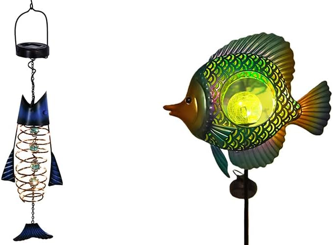 HONGLAND Fish Lantern Lights and Metal Fish Decorative Stake