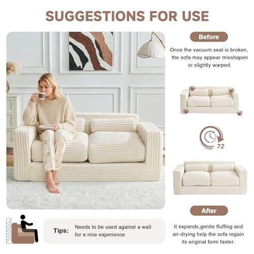 Paxato Bean Bag Chair Couch, Two Seat Giant Bean Bag Sofa for Adults, Boneless Loveseat Floor Sofa Couches for Living Room, Small Couch for Bedroom, Apartment, Office (Beige) - image 6
