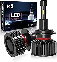 YARUIKE Faróis automotivos de LED H7 M2, kit de lâmpadas de LED 6000K 12V, luz branca fria, adequados para carros e motocicletas, sistema de iluminação automotiva de LED de alto brilho (H7)