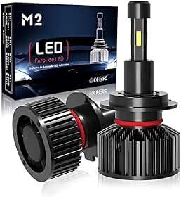 YARUIKE Faróis automotivos de LED H7 M2, kit de lâmpadas de LED 6000K 12V, luz branca fria, adequados para carros e motocicletas, sistema de iluminação automotiva de LED de alto brilho (H7)
