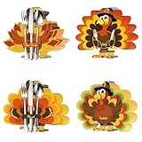 36 PCS Thanksgiving Cutlery Holder Thanksgiving Dinner Table Decor Set Silverware Utensil Holder for Party Supplies Friendsgiving Party Decorations (Turkey)