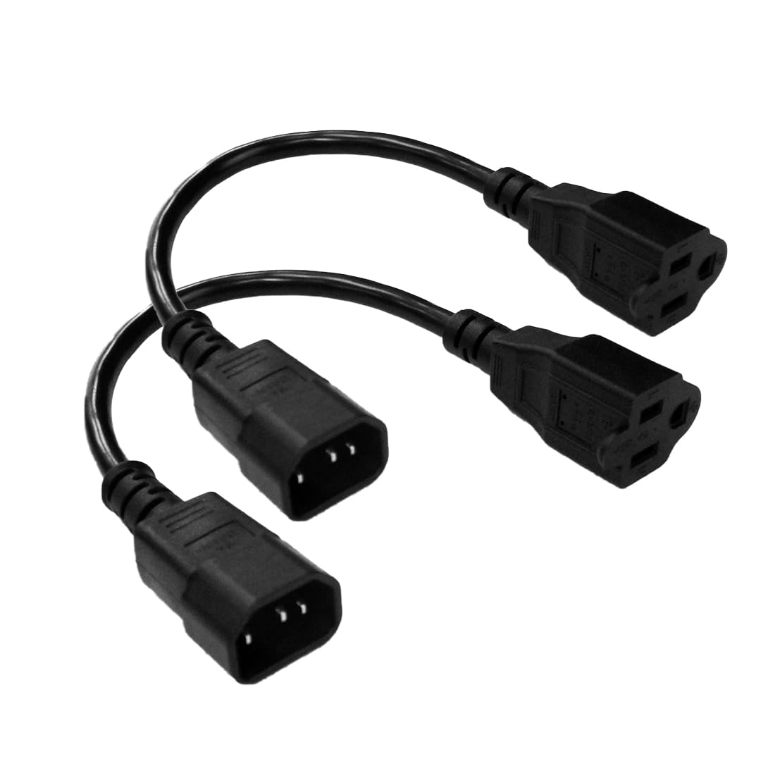 Dracaena.io 20 Pack IEC320 C14 Male to Nema 5-15R PDU USA UPS Extension Power Plug Adapter, IEC C14 Male Plug to Nema 5-15R US 3 Pin Female Power Adapter Connector
