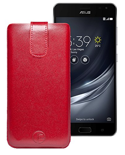 Favory - Funda de piel para Asus ZenFone AR (lengüeta para extraer el teléfono), color rojo