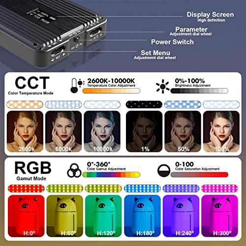 IVISII G2 Pocket RGB Camera Light,Built-in 7200mAh Rechargeable Battery 360°Full Color Gamut 9 Light Effects,2600-10000K LED Video Light Panel with Aluminum Alloy Body, Adjustable Tripod Stand by IVISII - Image 3