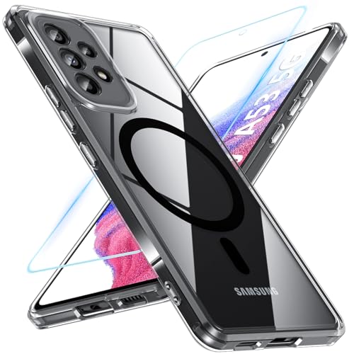 Coque Samsung A53 5G magnétique noire anti-jaunissement protégeant l'écran des rayures