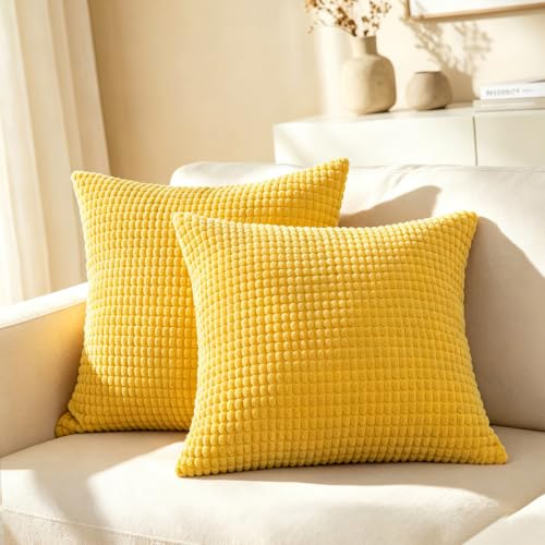 CaliTime Decorative Couch Throw Pillow Covers 26 X 26 Inches Gold Yellow