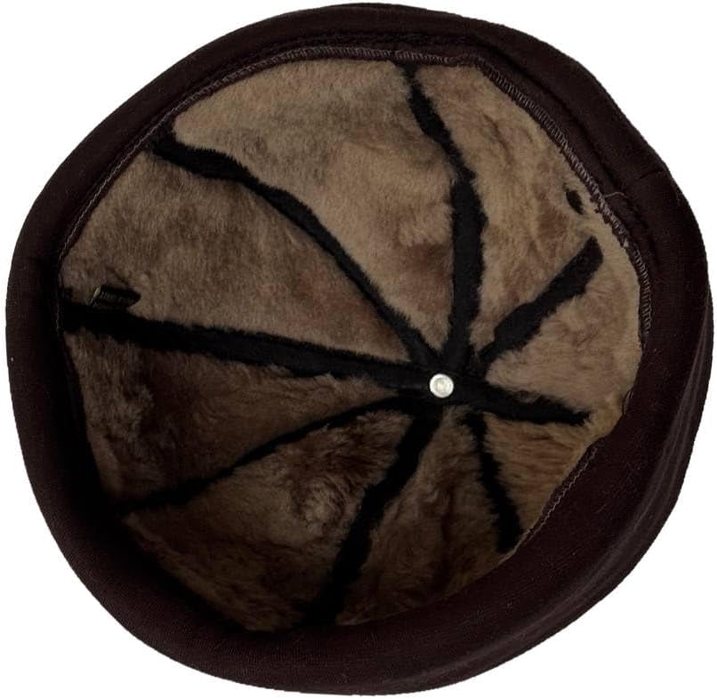 Lukkizara Winter Sheepskin Leather Fur Knit Beanie Cuff Round Bucket Winter Ski Hat - Image 5