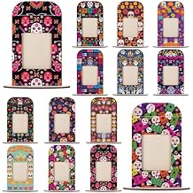Qunclay 12 Set Dia De Los Muertos Altar Day of the Dead Decorations,Wooden Frames Picture Dia De Los Muertos Altar Kit Ofrenda Picture Frame Tabletop Halloween Diwali Decoration 3.9 x 3.1 Inches