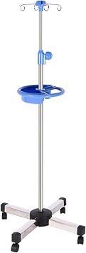 Poles Portable Infusion Stand, Height Adjustable Infusion Stand with Wheels, 4 Wheels and 4 Hooks, Base Foldable Infusion Stand, Suitable for Hospitals and Outpatients