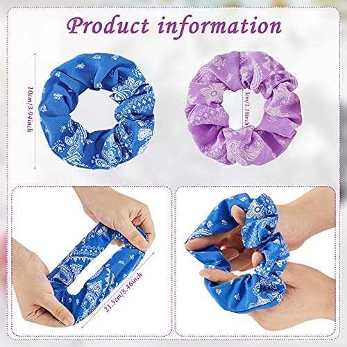 16 Pieces Bandana Hair Scrunchies Elastic Soft Silk Cotton Colorful Scrunchies Print Scrunchies Accessories For Women And Girls Hair Styling #TOP1
