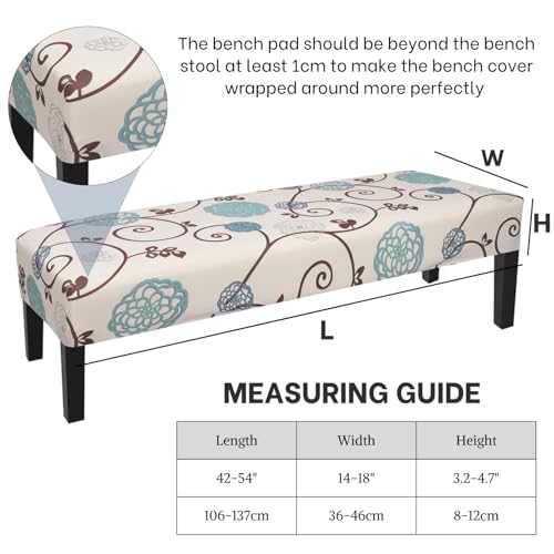 Image of SearchI Dining Bench Cover, Stretch Washable Long Bench Seat Covers, Rectangle Dining Table Bench Slipover for Dining Room, Living Room, Kitchen(Ball Flower)