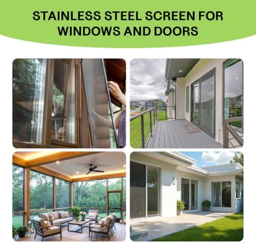 304 Stainless Steel Mesh Window Screen Roll,Black Metal Window Screen Replacement,Fire Resistant Window Screen Mesh for Window,Door,Patio,Pet,Vent,Filter,Porch,Cage 21"x25' - 4