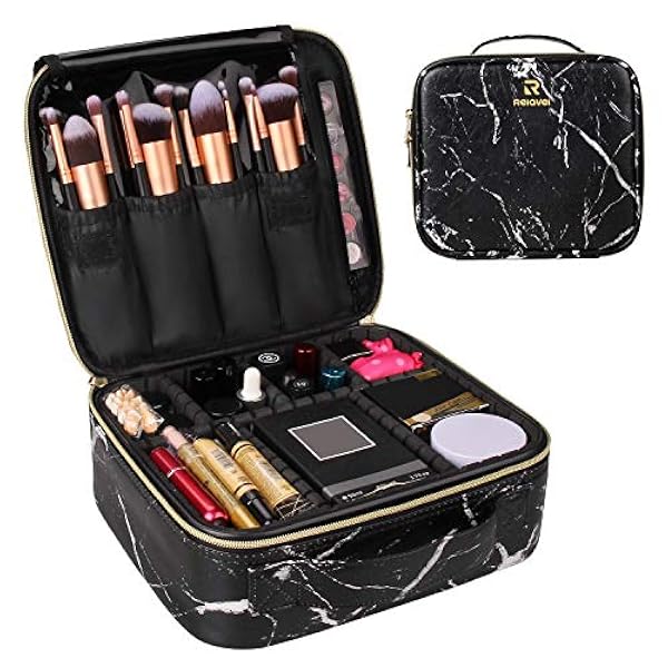 Chomeiu - Estuche de maquillaje profesional, organizador de cosméticos, estuche de accesorios, estuche de herramientas (negro-M)