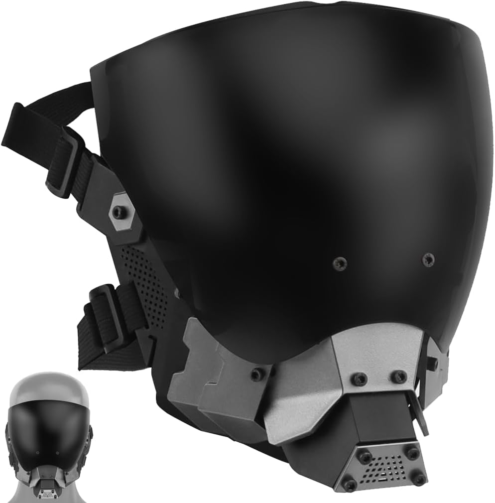 Full Face Protection Tactical Mask,Airsoft Paintball CS Wargame Cosplay Party Mask,Detachable Anti-Fog Lens Cyberpunk Style Balaclava Mask