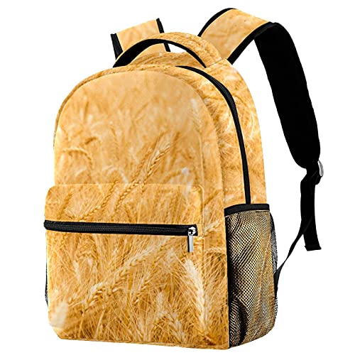 Sac à dos décontracté pour femme grand format au motif blé doré