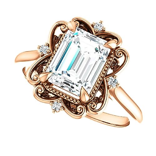 1CT-4CT Antique Halo Engagement Rings for Woman Filigree Design Handmade Wedding Bridal Rings Set, Christmas Gifts for Woman, 925 Silver/Solid Gold, Moissanite3