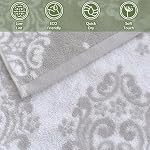Towels pour salle de bains - Coton tendre, rapide, sec, léger, absorbant, 6 Ensemble de serviettes en pièces, 2 Bain 28"x52", 4 Ensemble de serviettes de bain décoratives grises, ensemble de serviettes pour douche, damas gris/blanc
