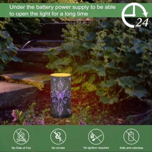 Image of Poceacles Flameless Candle Battery Powered with Remote Control 12 Colors 4 /8 Hours Timer LED Night Lights Pillar Candle Tealights Home Indoor Decor, Cross Butterfly Floral Violet