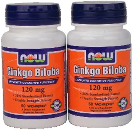 Complément Alimentaire Now Foods Ginkgo Biloba 120mg - 100 Gélules Végétales, Fabriqué Aux USA