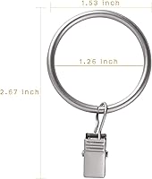 Vista 3 de 44 anillos de cortina con ganchos de clips, anillos de cortina de metal de acero inoxidable de 1.26 pulgadas, clips de suspensión para soporte