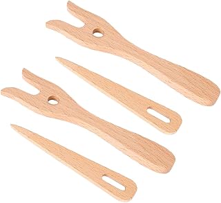 Healifty 2sets Wood Cord Making Fork Knitting Fork with Eye Needle Portable Braided Knitting Fork for Kids Practice Crafting Supplies