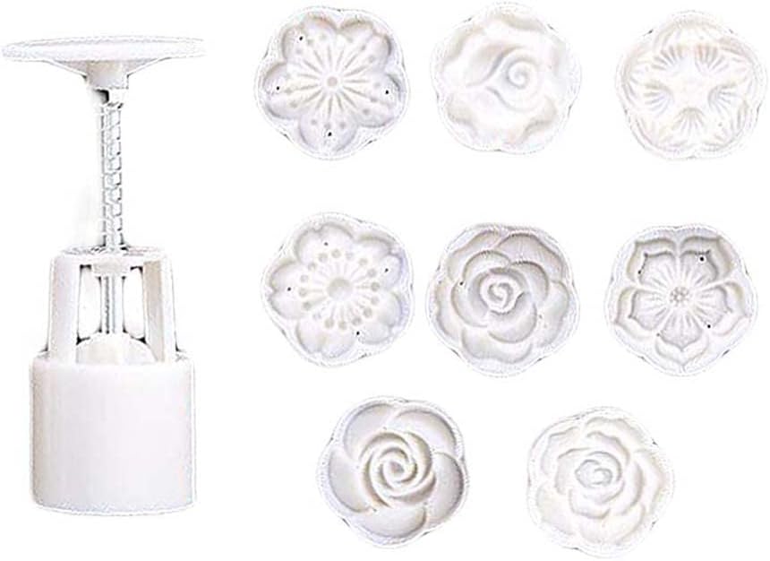 8 Stamp 3D Plum Blossom Traditional Chinese Mooncake Mold Mid-Autumn Festival 50g Household DIY Hand Pressed Bean Cake Mold Cookies Stamps