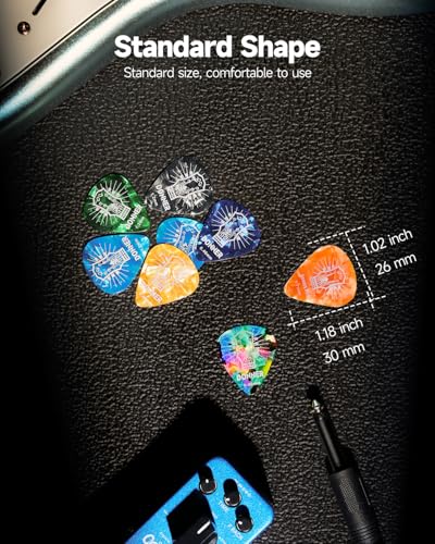 Donner Guitar Picks Celluloid 16 Pack for Acoustic Guitar Electric Guitar Ukulele,Includes Thin,Medium, Heavy & Extra Heavy Picks with Case - image 3