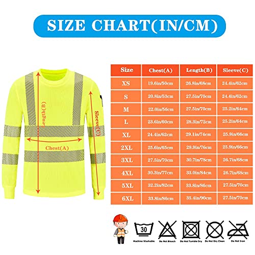 Aykrm Safety High Visibility Long Sleeve Construction Work Shirts (Xxl, Yellow) #TOP4