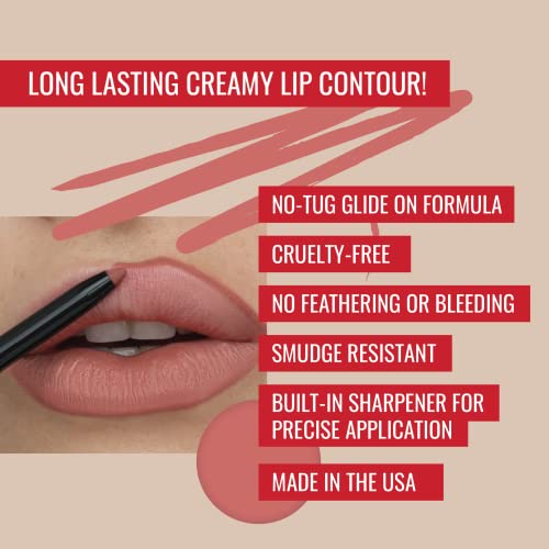 Runway Rogue Designer Liner Lip Pencil, Matte Soft Spiced Peach Lip Liner And Sharpener, Nude Awakening #TOP3