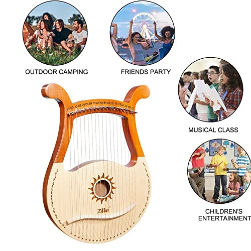 Zeroyoyo 19-String Lyre Harp With Tuning Wrench Instruction Guide - Natural Wood Finish For Adults Kids And Beginners #TOP3