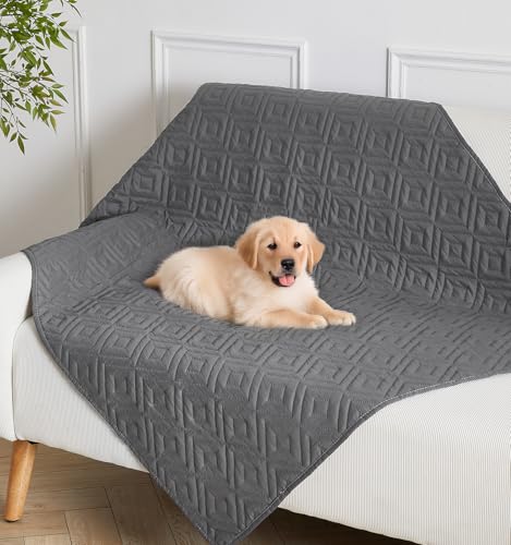 The Fellie wasserdichte Hundedecke, rutschfeste & Waschbare Hundematte, Haustierdecke für Hunde & Katzen, Sofa Schutzdecke gegen Tierhaare & Kratzer, Ideal für Couch, Bett, Autositz (Grau,97×190cm)