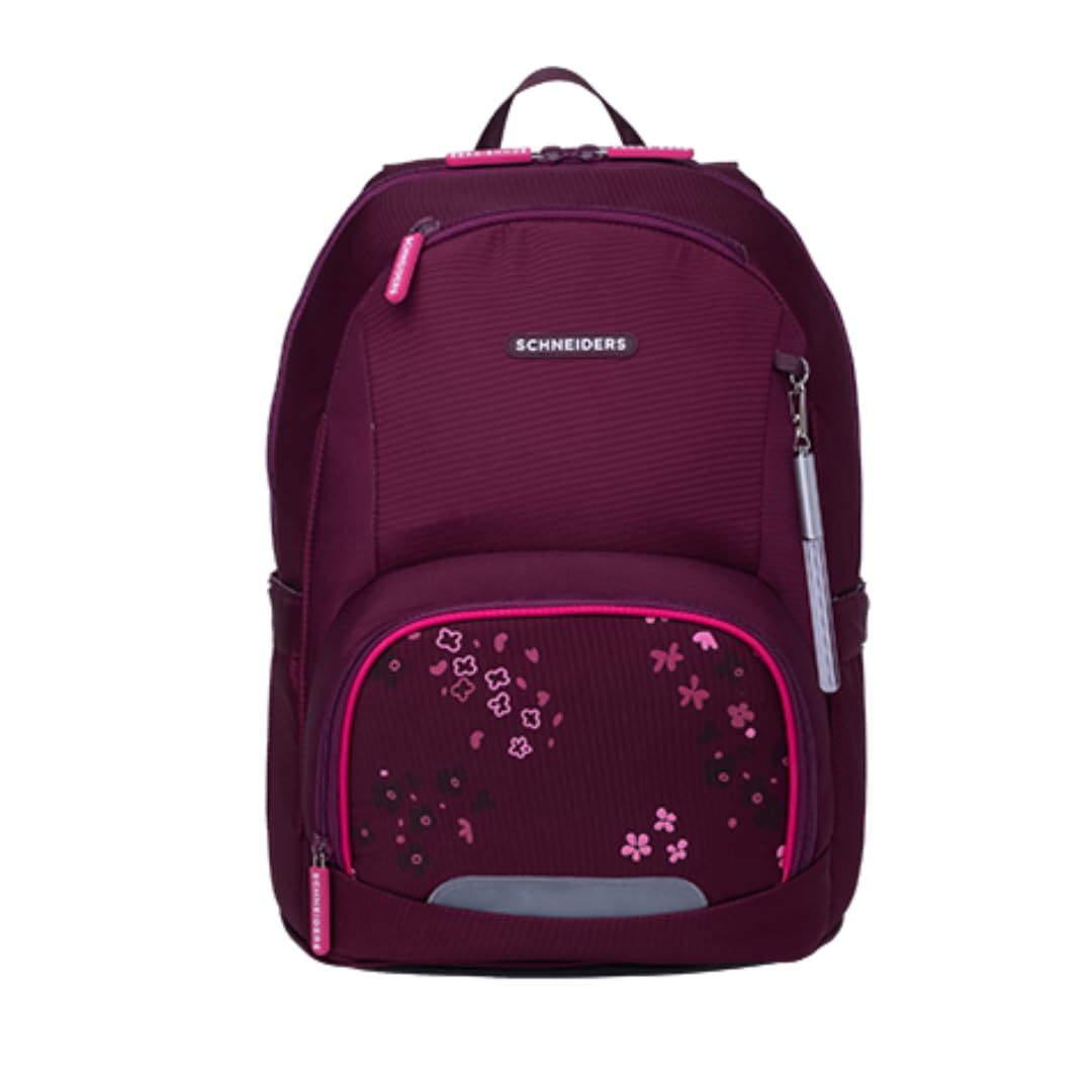 Schneiders Ergojet Schultasche Set Floral Fantasy (6-teilig) – Wandelbarer Mädchen-Schulranzen Einhorn, LED-Licht, ergonomisch & nachhaltig, leicht (990g), Schule & Freizeit, 21L, Bordeaux-Rot
