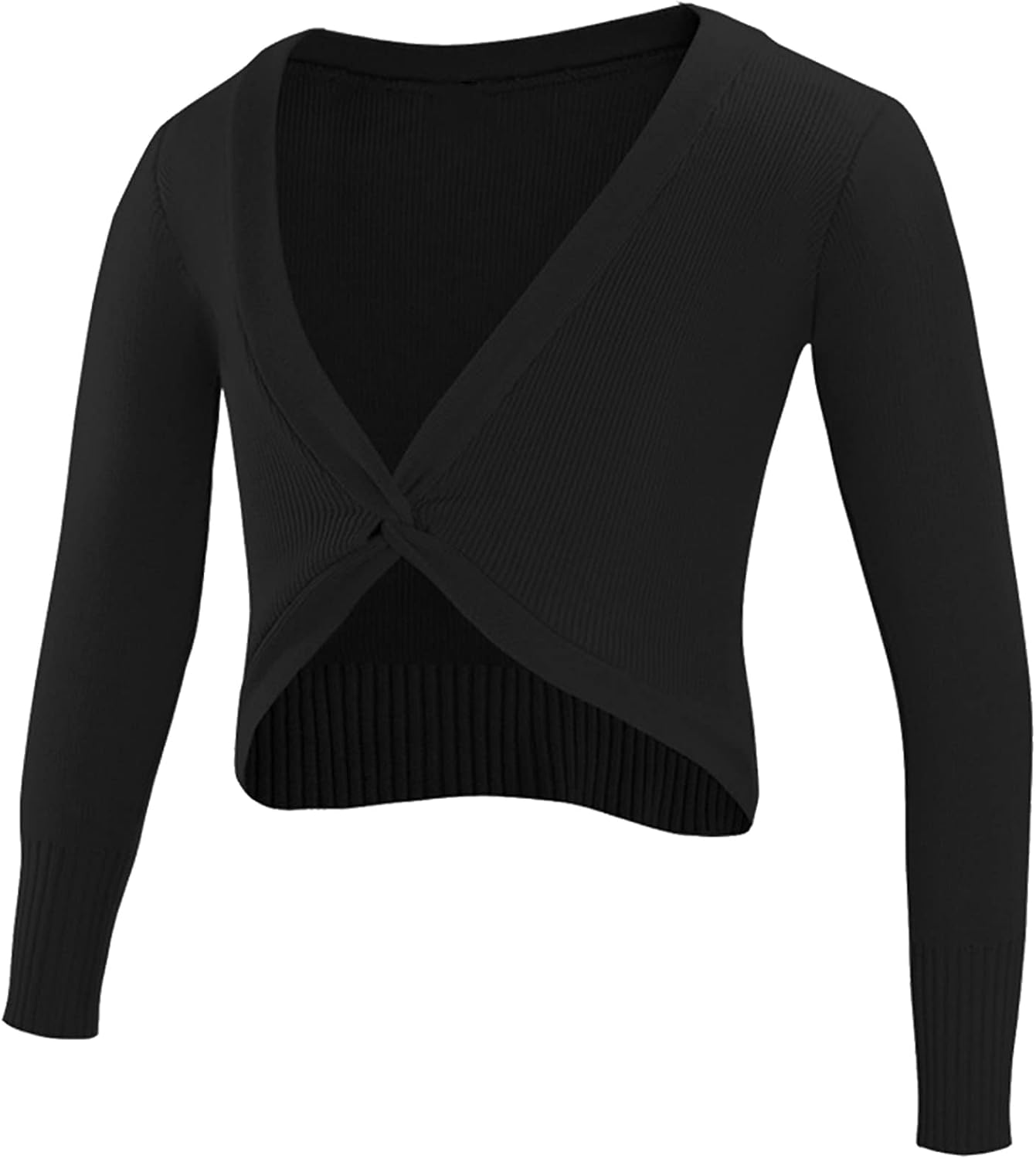 Little Girl's Classic Long Sleeve Knit Wrap Top Ballet Dance Twist Knot Pullover Cardigan Sweater
