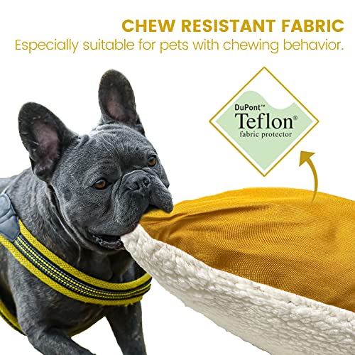 Cozy Bliss Chewy Dog Bed With Teflon Fabric 26"L X 22"W Scrubable Water Resistant Pet Cat Crate Mat Non Stick Hair Washable Anti Slip Orthopedic Luxury Couch Outdoor For Large Small Medium Dogs Yellow #TOP1