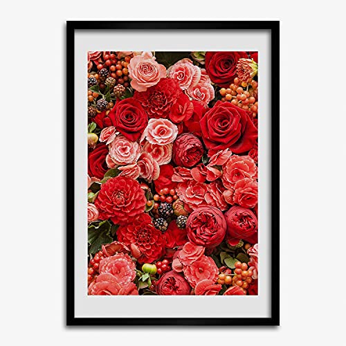 Cadre MDF 50x70 cm avec affiche de bouquet de fleurs tableau moderne en bois