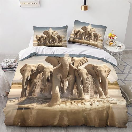 Housse de couette éléphant double 200x200 en microfibre douce