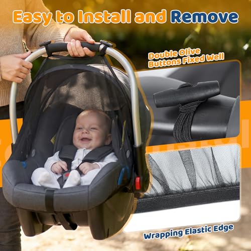 Image of Orzbow 2-Pack Mosquito Net for Car Seat and Doona Stroller, Black