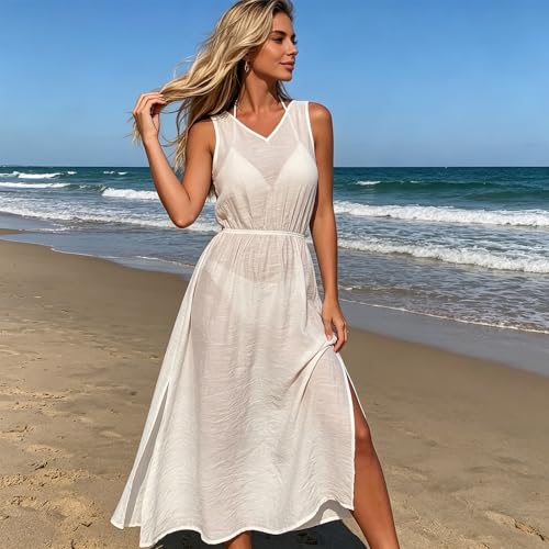 Vestido de playa sin espalda fresco que evita el calor del verano 5