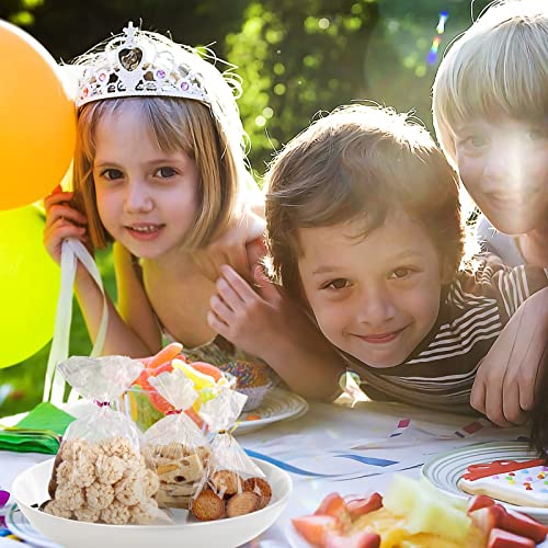 100 Pcs 7 In X 5 In(1.4Mil.) Clear Flat Cello Cellophane Treat Bags Good For Bakery, Cookies, Candies,Dessert With Random Color Twist Ties! #TOP5