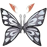 🧚【Accessoire de costume parfait】 – Nos ailes de fée avec oreilles d'elfe. Entrez dans le monde magique des elfes avec nos ailes de fée. C'est un accessoire qui vous aidera à être le centre de la fête.