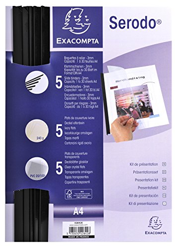 EXACOMPTA Kit de reliure manuelle pour 5 dossiers SERODO Noir coloris...