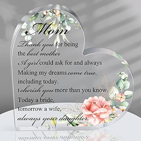 Mother of The Bride Gifts from Daughter Thank You for Being The Best Mother Gifts for Mother of The Bride Crystal Wedding Thank You Gifts Acrylic Heart Keepsake for Mom of The Bride on Wedding Day Cover