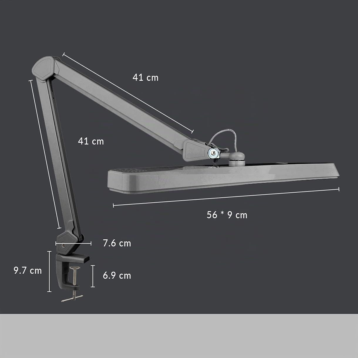 Neatfi Lámpara de Trabajo – 30W, Pantalla de 56 cm de Ancho, 4 Niveles de Brillo, Lámpara LED para Mesa de Manicura, Manualidades y Oficina (Plata, No-CCT con Abrazadera)