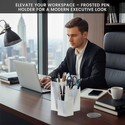 Image of Clear Pencil Holder for Desk | 3 Compartment Organizer Desk Cute Pen Holder | Hexagonal Shape Pencil Cups for Classroom, Offices, Teacher Desks | Multipurpose Make up Organizers and Storage Accessory