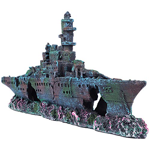 Uniclife Aquarium Shipwreck Decoration Resin Sunken Ship Decor Ornament for Small Betta Fish Tank by Uniclife - Used condition - US$7.80