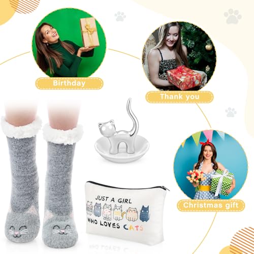 Image of Newtay 3 Pcs Valentines Day Gifts for Women, Ring Holder Makeup Bag Fuzzy Socks with Grippers, Cute Gifts for Holiday