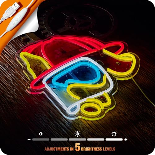 Image of Firefighting Helmet Neon Sign, Fireman Fire Fighter Pop Art LED Light USB Powered Dimmable for Hero Wall Decor Man Cave Gift (13.5 X 12.5 In)